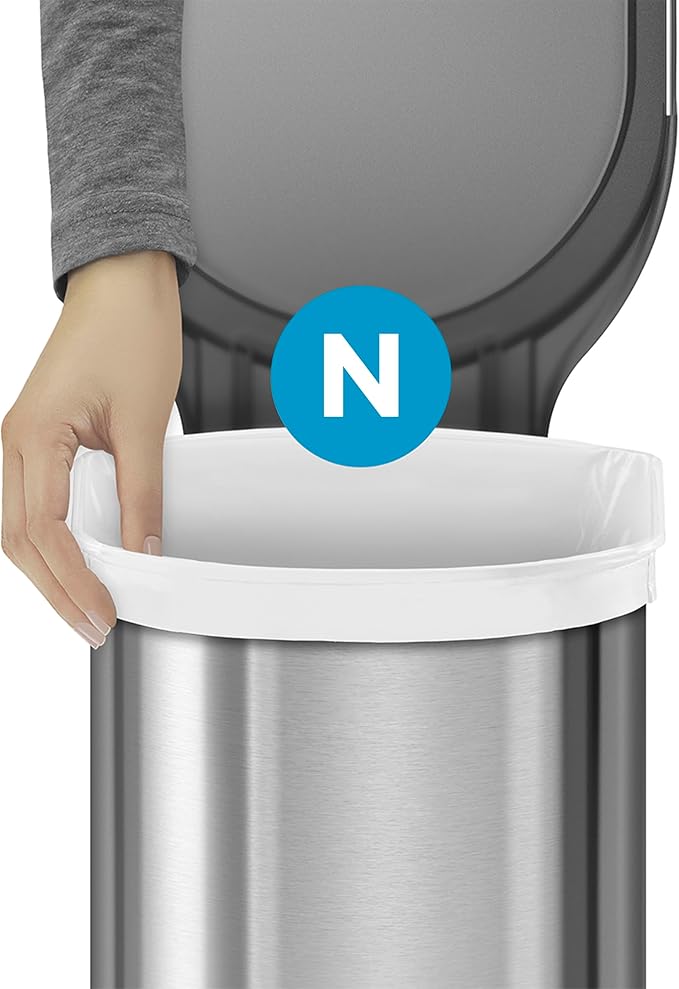 simplehuman Code N 200 Count Dispenser Pack Custom Fit Liners Drawstring Trash Bags 45-50 Liter / 11.9-13.2 Gallon White