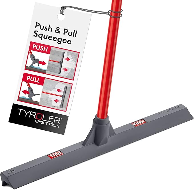 Tyroler Floor Squeegee for Concrete Floors 17 Heavy Duty Squeegee for Floor Squeegees Broom for Floors with 55 4 Part Handle Perfect for Tiles Marble Garage Deck Patio Bathroom Shower