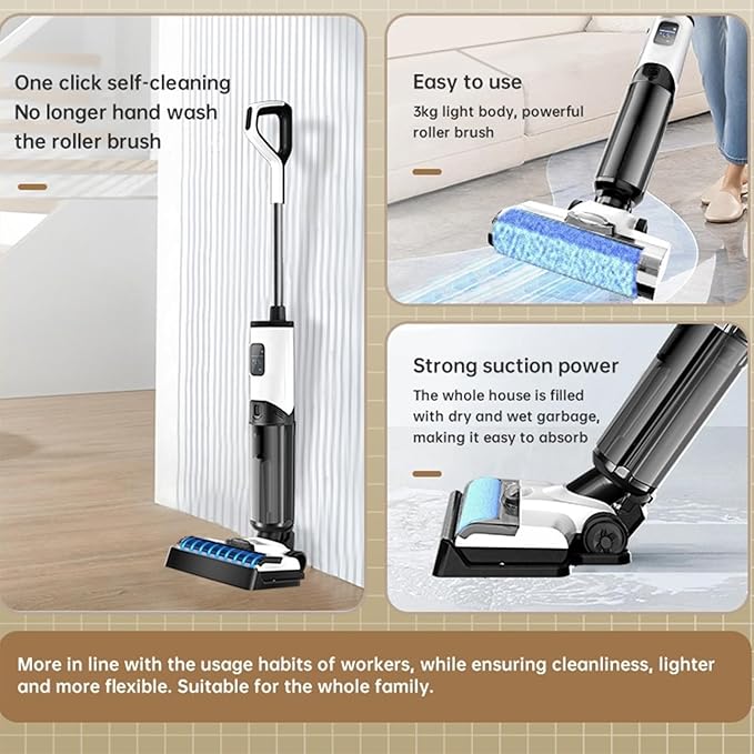Wet/Dry Vacuum Cleaner Sweeps &amp Mops in One Step Powerful Suction Anti-Tangle Design Dual Edge Cleaning Up to 40 Minutes Runtime