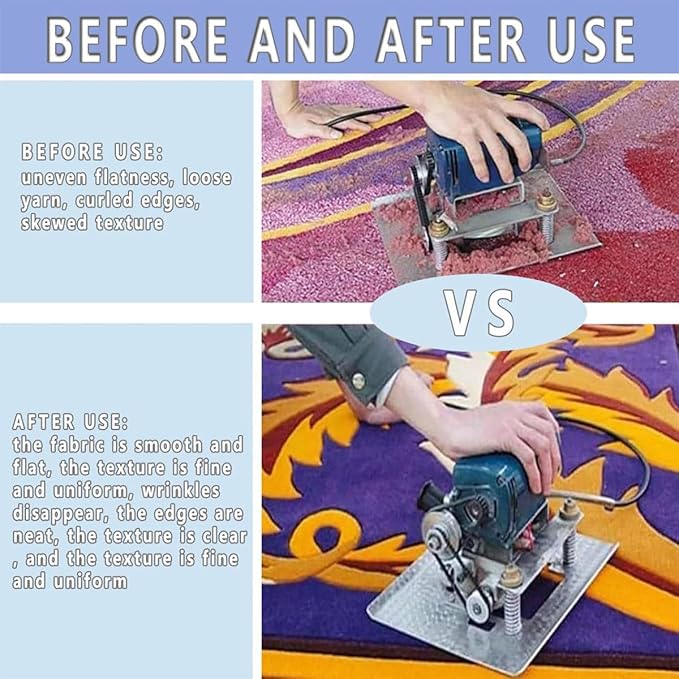 Portable Flat Rug Shearing Machine Handmade Rug Clean Shearing Machine Electric Flat Rug Shearing Machine Adjustable Depth Blades Fast Speed for Carpet Making and Rug Tufting