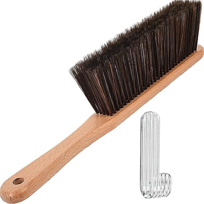 Wooden Handle Hand Broom with Gentle Dense Bristles for Dusting Furniture and Car Hand Broom Brush