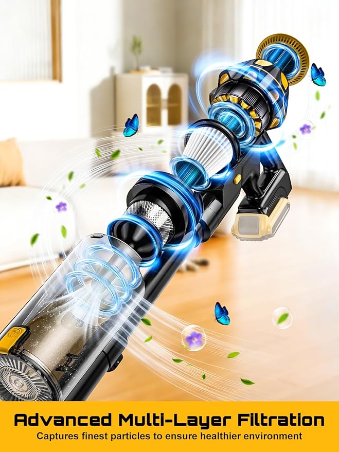 Cordless Vacuum Cleaner for DeWalt 20V Battery 45KPA 400W Vacuum Cleaners for Home Self-Standing Stick Vac w/LED Display Anti-Tangle Lightweight Vacuum for Carpet Floor Car(Battery Not Included)
