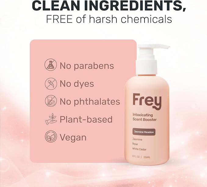 FREY In-Wash Laundry Scent Boosters - Fragrance Booster &amp Fabric Smell Deodorizer | Odor Eliminator for Fresh Scented Clothes (8 Fl (Pack of 2) Jasmine Meadow)