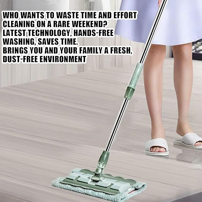 Flat Mops Floor Cleaning - Rotating Flat Head Mop with Telescopic Handle Reusable Pads for Quick Cleaning and Daily Maintenance in Home Kitchen Apartment Tile 14.96in.