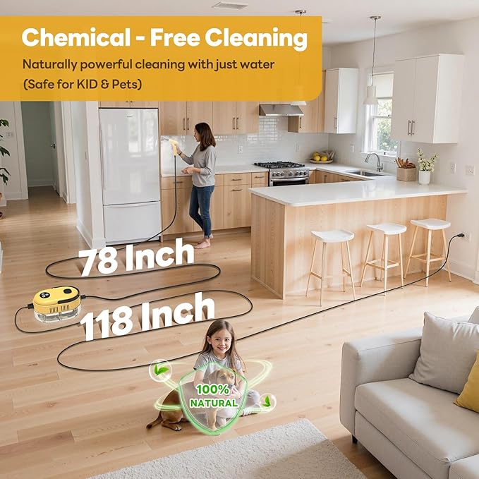 Handheld Steam Cleaner 10s Fast Handheld Heating Steamer for Cleaning 15-in-1 High Pressure Steam Cleaner for Home &amp Kitchen Grease Grout TileFloorCouch and Car