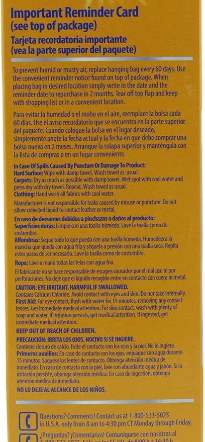 Arm &amp Hammer Moisture Absorber &amp Odor Eliminator 16oz Hanging Bag 4 Pack (8 Bags Total) Eliminates Musty Odors &amp Freshens Air for Closets Laundry Rooms Mud Rooms