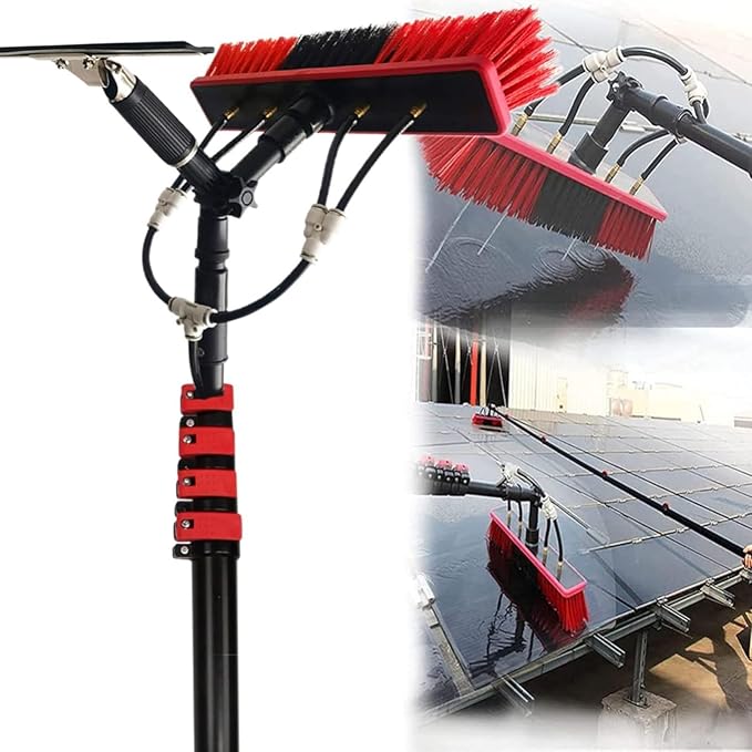 Window Cleaner Length Adjustable - up to 10.8 MWindow Cleaner for Solar PanelsTelescopic Rod with Scrubbing Brush 35CM7.2M