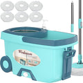 Spin Mop and Bucket System Mop and Bucket with Wringer SetMops for Floor CleaningHousehold Supplies Tools with 6 Replacement Refills61 Extended Handle for Household Hardwood Floor - Green