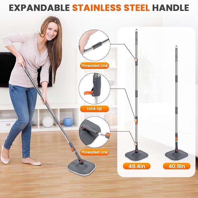 Chabatree Mop and Bucket SetSpin Mop and Bucket Set with Separate Dirty and Clean Water6 Replaceable Mop PadsDeep-Cleaning Mops for Floors Versatile Mops for Walls