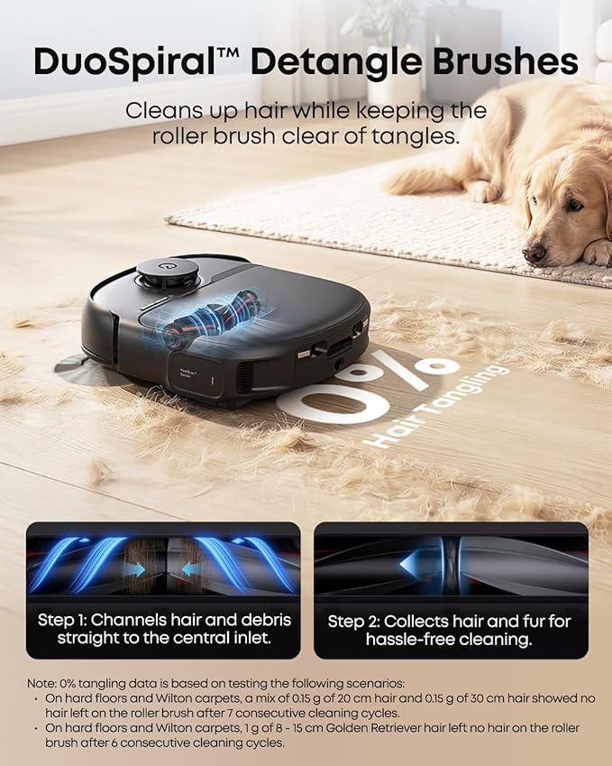 eufy C28 Robot Vacuum and Mop for Pet Hair 15000 Pa Suction HydroJet™ Self-Cleaning Roller Mop DuoSpiral Anti-Tangle Brush All-in-One Auto-Empty Station AI Obstacle Avoidance