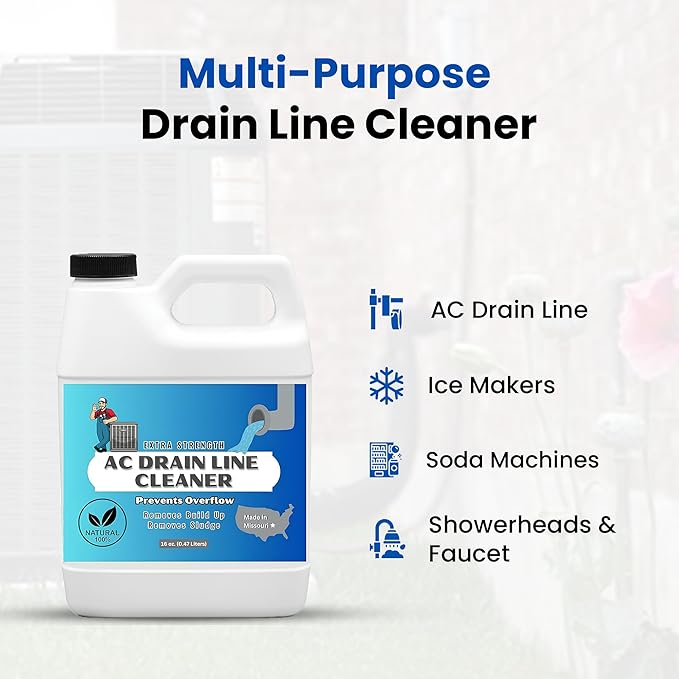 AC Drain Line Cleaner – Extra Strength | Clears Clogs &amp Buildup in HVAC A/C &amp Condensate Drain Lines | Safe &amp Effective AC Line Cleaner for Ice Machines Soda Machines &amp More (1 Pack -