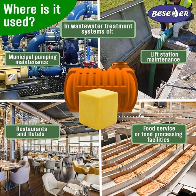 Grease Trap Cleaner cubes for wastewater treatment from grease and oil 4bln. CFU/g (4 cubes x 2 pounds = 8 pounds)