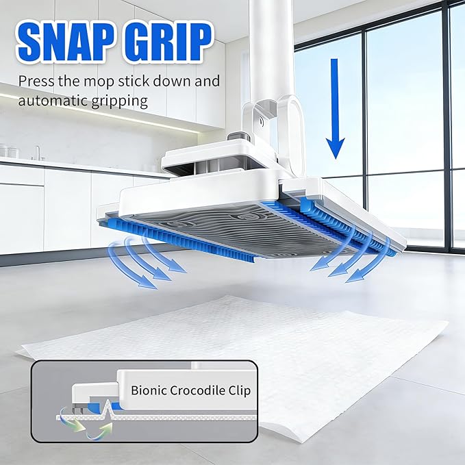 SOPAMI Sweep &amp Mop Kit Durable Cleaning Tool for Hardwood Tile Marble &amp Laminate FloorsPet Hair Removal Home Kitchen Cleaning Essentials (2 Reusable Cleaning Pads&amp1pcs Disposable Dry