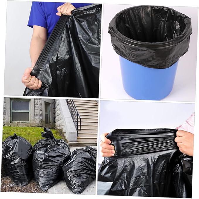 Extra Large Black Trash Bags 80x100cm 50pcs Heavy Duty Contractor Kitchen Garbage Bags for Outdoor Lawn Commercial Use