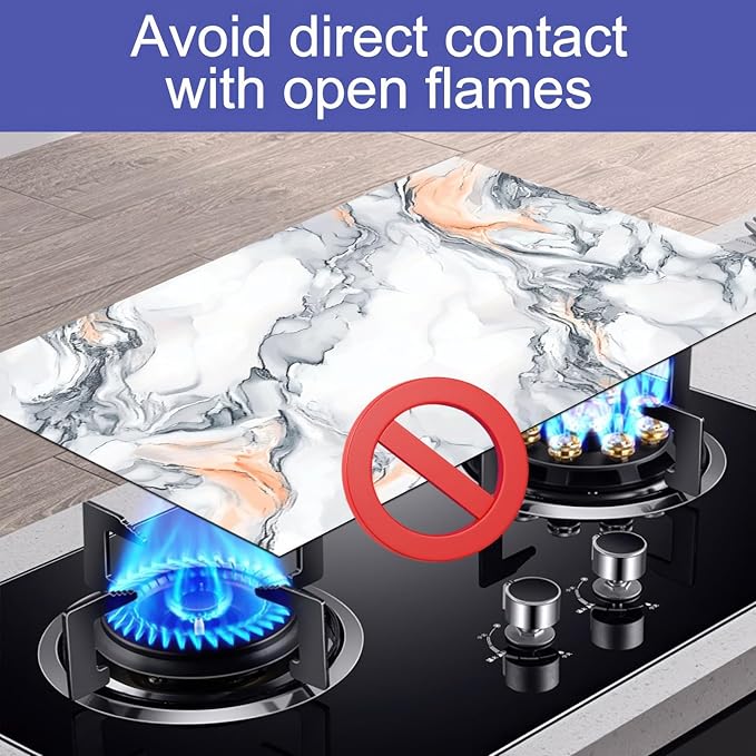 Stove Top Cover Diatomite Mat 28x20 Inch Marble Stovetop Covers Protector Heat Resistant Coffee Mat Kitchen Countertop Pad Laundry Surface Cooktop Cover Decor
