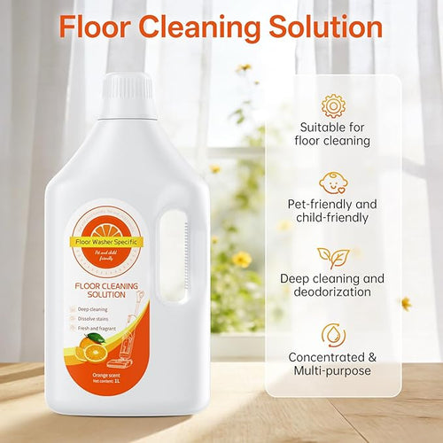 1L Orange Floor Cleaning Solution Compatible With Tineco/Bissell/Dreame And Shark Fragrance Deodorization Deep Cleans for Multiple Hard Floors Suitable With Cordless Wet/Dry Vacuum