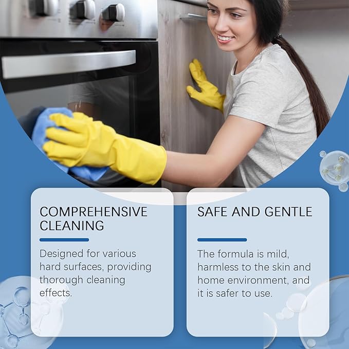 Kitchen Grease Foam Cleaner Multi-Purpose Gentle Stain Remover For Stovetops Countertops Sinks Glass(2PCS)