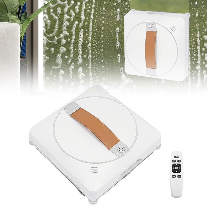 Window Cleaning Robot Intelligent Automatic Cleaning with Contoller &amp APP Control 2500Pa Suction Power 3 Path Planning Dual Water Spray Brushless Motor for High-Rise Windows Glass Doors (White)
