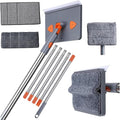 Wall Mop 79 Inch Baseboard Cleaning Tool with 6 Reusable Square Pads &amp 5 Poles Removable &amp Hangable Wall Cleaning Mop for Ceiling Floor Window Home...