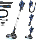 Cordless Vacuum Cleaners for Home 8 In 1 Wireless Vacuum with LED Lights &amp Roller Lightweight Stick Vacuums &amp Electric Brooms for Pet Hair Hard Floor Carpet Standing or Hanghing (Black+Blue