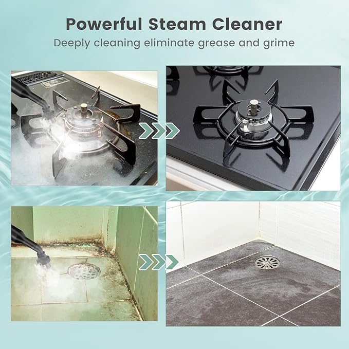 Goplus Multipurpose Handheld Steam Cleaner Pressurized Steam Cleaner w/ 17 Pieces Accessory Set 350ml Portable All Natural Chemical-Free Steamer for Home Sofa Upholstery Floor Window Kitchen (Green)