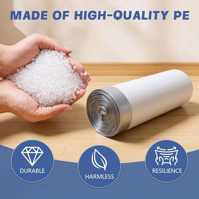 270 Count Heavy-Duty Trash Bags Compatible with 6-7 Gallon Trash Can Pre-Separated Drawstring Kitchen Garbage Bags Ideal for Home &amp Office 19.9 x 29.1 Inches 6 Rolls White