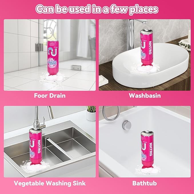 Foaming Drain Cleaner Sink Cleaner and Deodorizer Drain Clog Remover for Kitchen Sinks Tubs Shower Drains (2 Pcs)