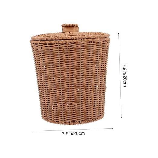 CHILDWEET Bedroom Trash Can Decorative Elegant Wicker Storage Basket Small Size Easy to Room Bathroom