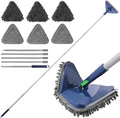 BOOMJOY Wall Cleaner Mop with 82 Inches Long Handle Baseboard Cleaner Tool Duster with Squeegee Ceiling Cleaning Tool with 6 Replacement Pads for Painted Walls Window Floor - Blue