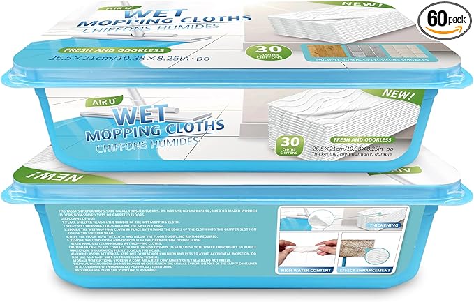 Upgraded Wet Mop Refills for Swiffer Sweeper Wet Pads 60 Count
