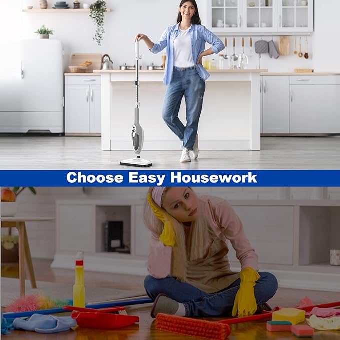 Steam Mop - 10-in-1 Multipurpose Handheld Steam Cleaner Detachable Floor Steamer for Hardwood/Tile/Laminate Floors Carpet with 11 Accessories for Whole Home Use.