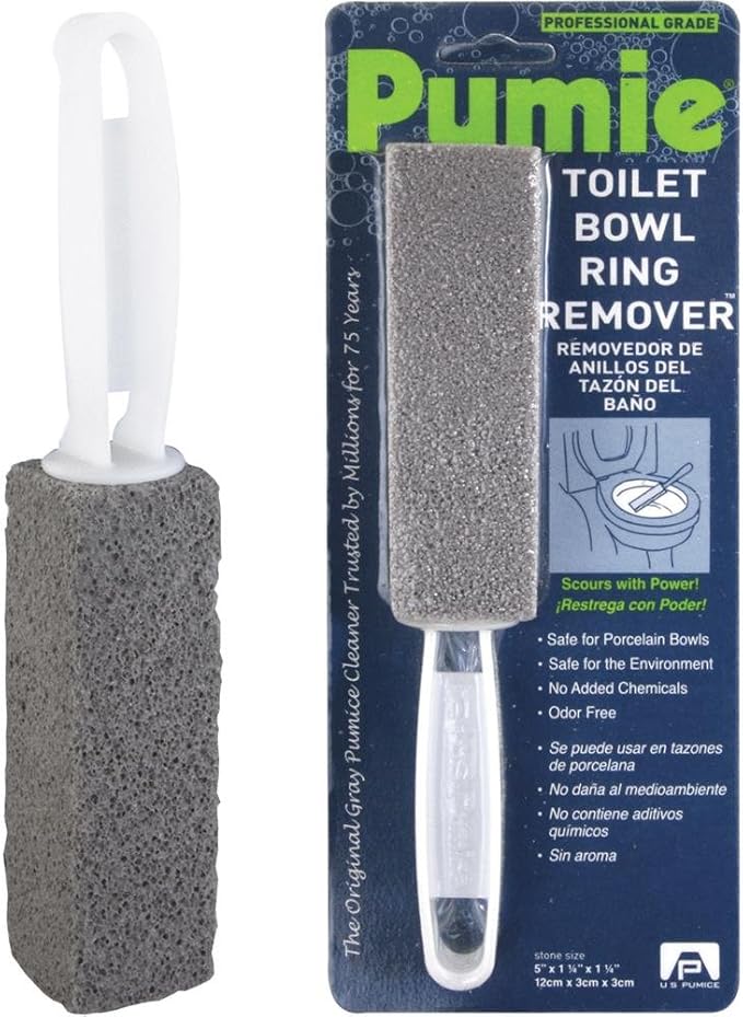 PUMIE Toilet Bowl Ring Remover TBR-6 Pumice Stone with Handle Removes Unsightly Toilet Rings and Stains from Toilets Sinks Tubs Showers Safe for Porcelain Pack of 3