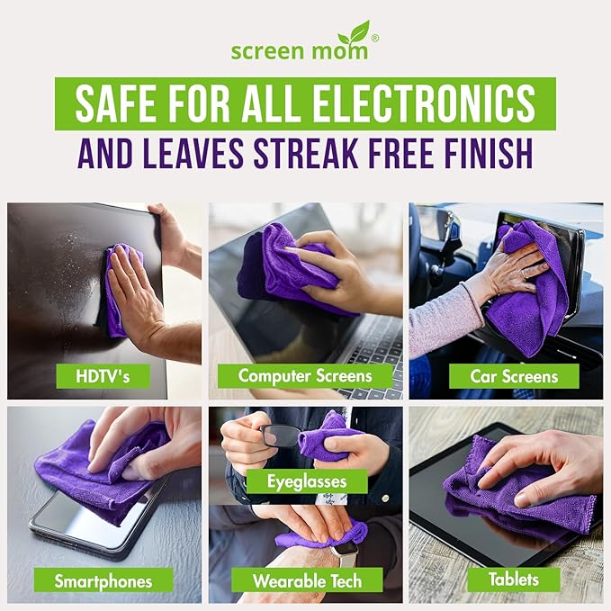 Screen Cleaner Spray and Wipe Kit 16oz and 4 Pack Microfiber Towel Bundle - Electronics Cleaner Spray TV Screen Cleaner for Smart TV Computer Phone iPad Laptop Screen Cleaner Car Screen Cleaning Kit
