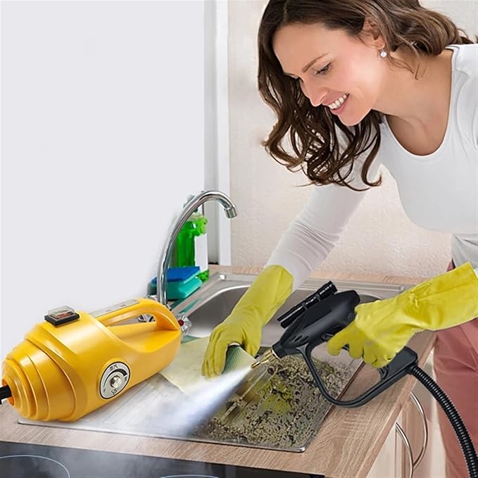 Steam Cleaning Handheld Steam Cleaner High Pressure Household Cleaning Machine Air Conditioner Kitchen Range Hood Cleaning Equipment (Color : Yellow) (Yellow)