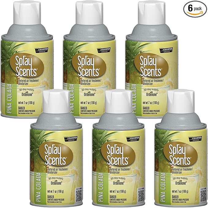 Champion Sprayon SprayScents Metered Air Freshener Refill 7 oz Odor Control Fragrance Pina Colada (6 Pack)