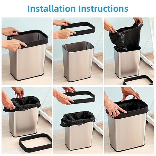 TooCust 3 Pack Stainless Steel Trash Can 2 Gallon Open Top Trash Can 7 x 10 x 11 Rectangle Rubbish Bin Slim and Narrow No Lid Small Wastebasketfor Kitchen Bathroom Living Room Office