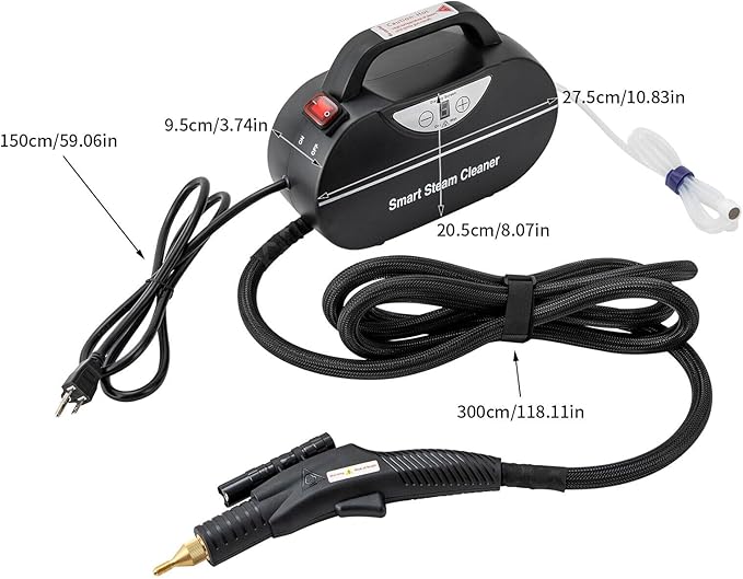 Handheld Steam Cleaner 1800W Car Steam Cleaners for Home Use Wet and Dry Adjustable Portable Steam Cleaner for Cleaning with Torch High Pressure Steam Cleaner for Car Detailing (Black)