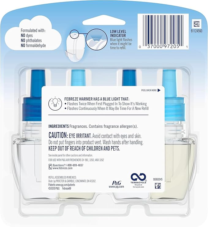 Febreze Plug with Fade Defy Technology Air Freshener (2) of 0.87 fl oz Refills (Crisp Clean)