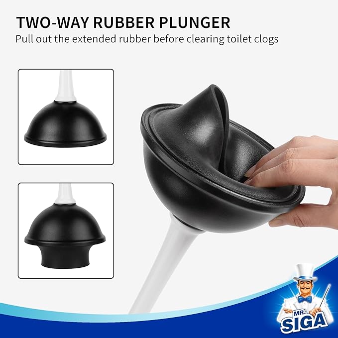 MR.SIGA Toilet Plunger and Bowl Brush Combo for Bathroom Cleaning White 1 Set