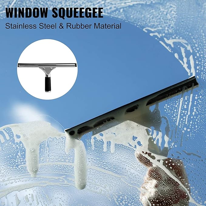 Cleaning Brush Water Fed Pole Kit Outdoor Window Cleaner with Rubber Strips Window Glass Solar Panel Cleaning Tool Window Cleaning Poles Water Fed Brush Photovoltaic Panel Cleaning18Ft 5.4M
