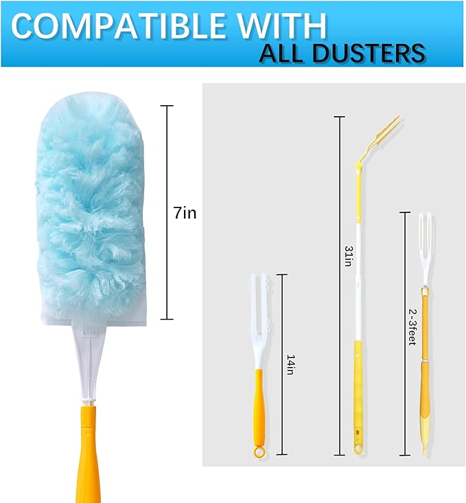 50 Count Duster Refills for Swiffer Dusters with 2 Handle 360° Heavy Duty Duster for Swiffer Duster Refill4X Microfibers Disposable Duster Refills Kit for Cleaning Home Office Corners Blinds