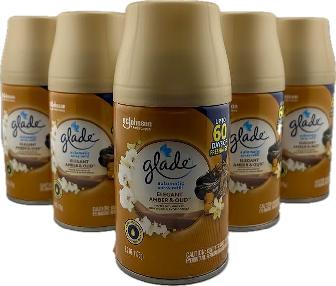 Glade Automatic Spray Refill Elegant Amber &amp Oud 6.2 Oz 6- Pack