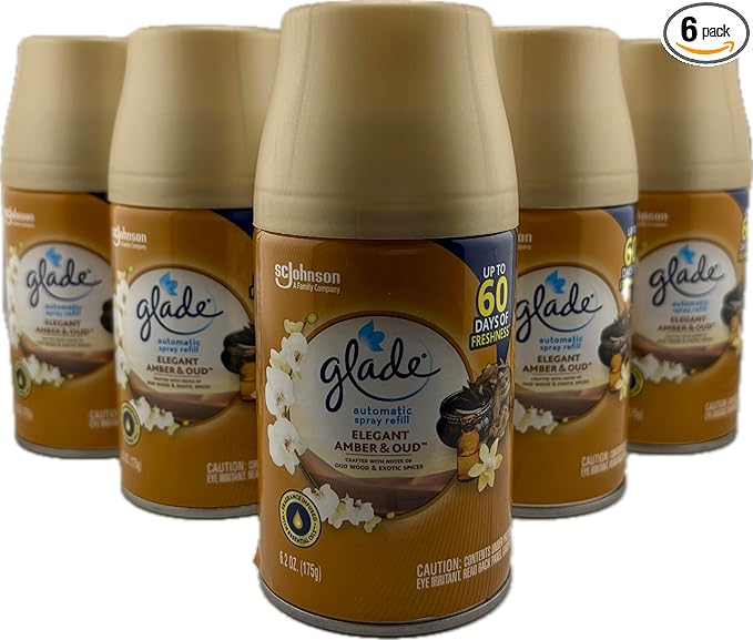 Glade Automatic Spray Refill Elegant Amber &amp Oud 6.2 Oz 6- Pack