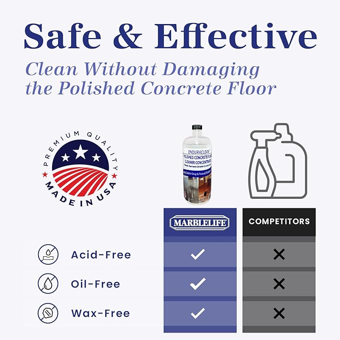 Marblelife EnduraCLEAN Polished Concrete Floor Cleaner Concentrate Effective Basement Garage &amp Indoor Concrete Floor Cleaner Concrete Cleaner Cement Cleaner &amp Degreaser 32 oz