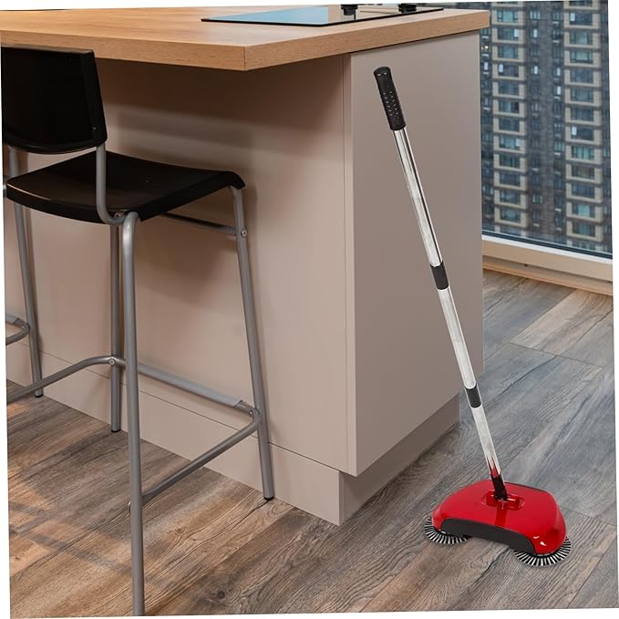 Hand Push Sweeper 360° Rotating Broom Dustpan for Easy Cleaning Random