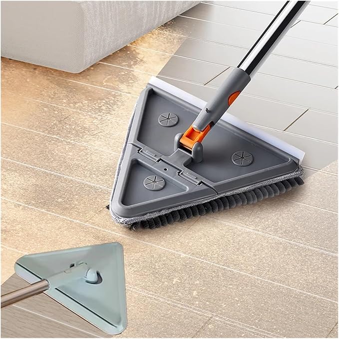 Triangle Microfiber Wall Cleaning Mop with Long Handle Adjustable Dry and Wet Dust for Floor Ceiling Window(Mop Set C)