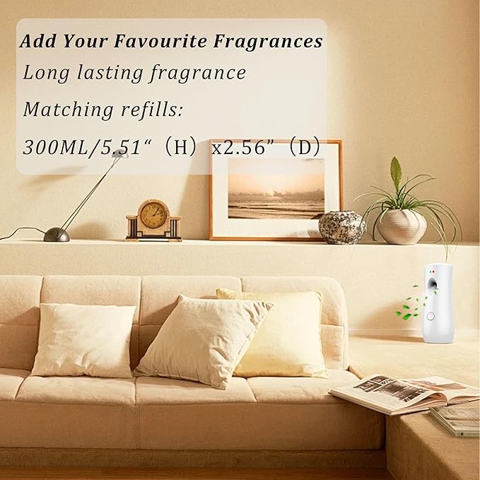 Automatic Air Freshener Spray Dispenser (4-Pack) Free Standing or Wall Mounted Adjustable Aromatherapy Machines for Home Indoor Bathrooms Offices Hotels and Commercial Places (White 001)