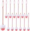 12 Pcs Extra Long Handled Toilet Brush for Bathroom 17.3 Inch Pink Toilet Brush Bulk with Hook Hole Household Cleaning Supplies Space Saving for Storage Deep Cleaning Nylon Bristles