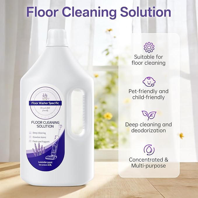 Floor Cleaning Solution Compatible With Tineco/Bissell/Dreame And Shark Fragrance Deodorization Deep Cleans for Multiple Hard Floors Suitable With Cordless Wet/Dry (【Lavender】 2.51 Liter)
