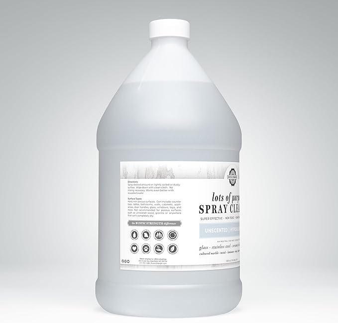 Rustic Strength Lots of Purpose Spray Cleaner Unscented Multi-Surface pH Balanced Non-Toxic Biodegradable 1 Gallon Plastic